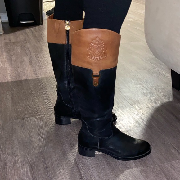 Franco Sarto Two Tone Leather Riding Boots - Picture 2 of 4